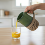 1 litre handcrafted ceramic water jug and pitcher with earthy green finish