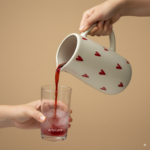 Handpainted Ceramic Water Jug & Pitcher – White with Red Hearts (1 Litre) - Image 2