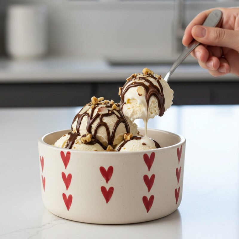Ceramic heart pattern bowl for breakfast, fruits and ice cream