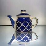 ArtyCera Moroccan Style Blue Ceramic Tea Set, Teapot with Handle and Lid, Serving Tray, and 2 Cups - Image 3