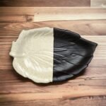 ArtyCera Ceramic Leaf Shaped Serving Platters, Black and White, Set of 3, 11 inches Length, Microwave and Dishwasher Safe, Ideal for Serving Starters, Main Course and Dessert - Image 3