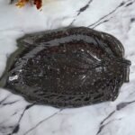 Black Ceramic Platter, Leaf Shaped Black Glossy Finish, 11 inches, Ideal For Snacks and Appetizer, Microwave Safe - Image 4