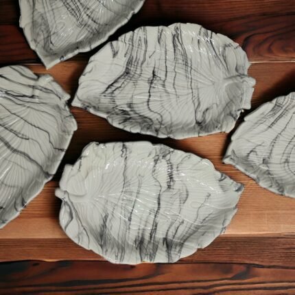 Marble finish ceramic platter for snacks, appetisers and desserts