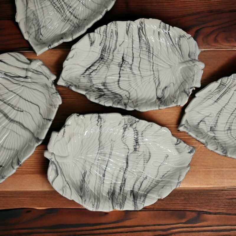 Marble finish ceramic platter for snacks, appetisers and desserts