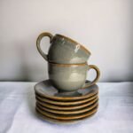 ArtyCera Ceramic Cup and Saucer Set, Grey Colour, 200 ml, Ideal for Gifting, Microwave and Dishwasher Safe - Image 3