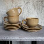 Ceramic Brown Cup and Saucer, 200 ml, Glossy Finish, Microwave and Dishwasher Safe - Image 4