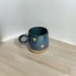 Ceramic Heart Coffee Mugs, 330 ml, Glossy Blue Finish, Microwave Safe