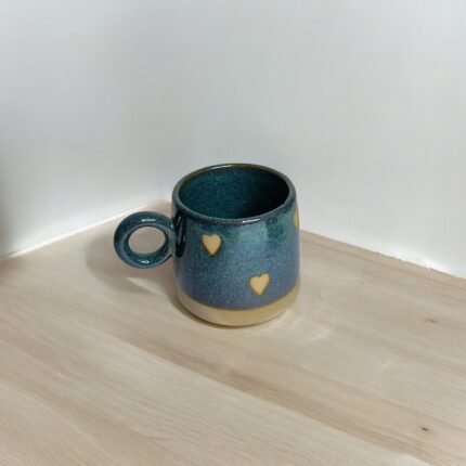 Ceramic Heart Coffee Mugs, 330 ml, Glossy Blue Finish, Microwave Safe