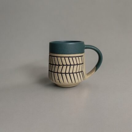 Ceramic Arrow Wave Coffee Mug, Dual Color, 330 ml, Microwave Safe