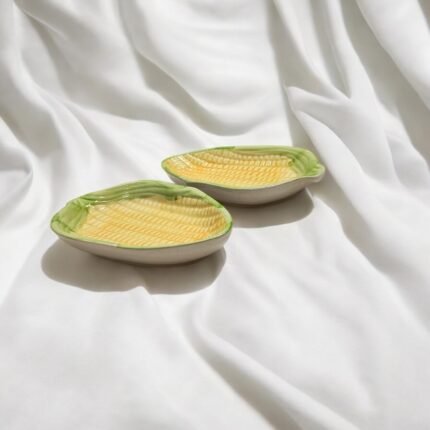 Six inch corn shaped ceramic plates for snacks and starters