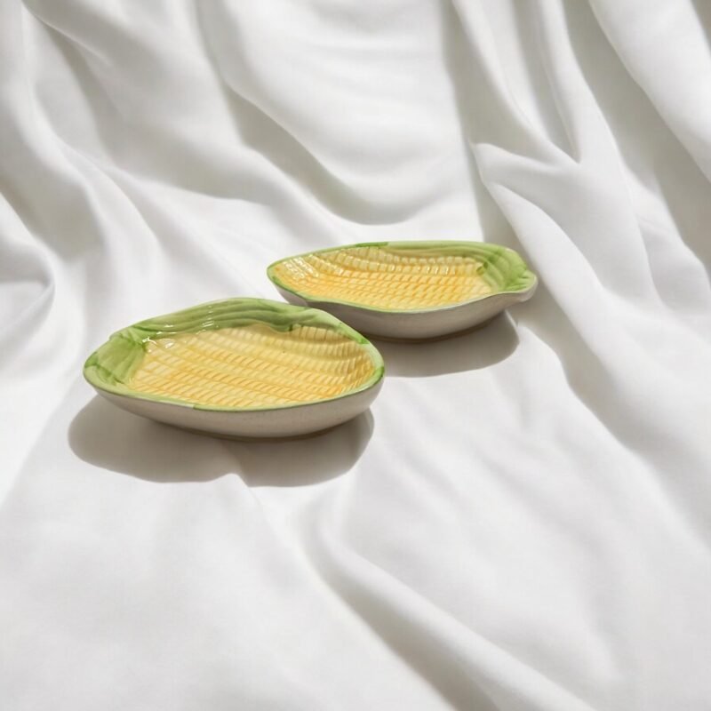 Six inch corn shaped ceramic plates for snacks and starters