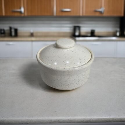 ArtyCera Ceramic Serving Bowl with Lid, White, Approx 400ml, for Serving Starters, maincourse or Dessert