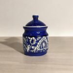 Handpainted Ceramic Pickle Set with 2 Jars and Tray, 10cm Height, Blue and White, Ideal for Pickle, Sauce, Chutney and Curd, Microwave Safe - Image 3