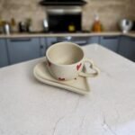 Ceramic Heart Shaped Cup and Saucer Set, 200 ml Capacity, Ideal for Gifting on Birthdays and Anniversaries| Heart Shaped Handle and Saucer - Image 3