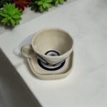 Ceramic Evil Eye Cup & Saucer Set, 200 ml, Ideal for Gifting, Microwave and Dishwasher Safe - Image 4