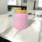 Ceramic Storage Jar Set of 3 (500 ml Each) with Wooden Lids & Tray | White, Green & Pink Kitchen Jars - Image 5