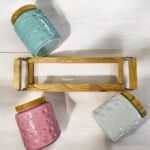 Ceramic Storage Jar Set of 3 (500 ml Each) with Wooden Lids & Tray | White, Green & Pink Kitchen Jars - Image 7