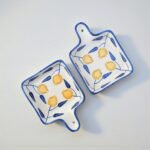 Handcrafted Ceramic Baking & Serving Tray with Handle, 7.5 x 5.5 Inch | Oven, Microwave & Dishwasher Safe Square Ceramic Dish | Hand-Painted Blue Floral Bakeware for Kitchen & Gifting | 1 Piece in Pack