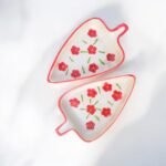 Hand-Painted Ceramic Triangle Snack Platters (Set of 2) | Floral Serving Plates | 6 inches - Image 2