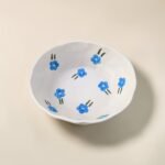 Hand-Painted Ceramic Bowl (500 ml) with Blue Floral Abstract Design | Serving & Dessert Bowl - Image 3