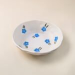 Hand-Painted Ceramic Bowl (500 ml) with Blue Floral Abstract Design | Serving & Dessert Bowl