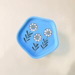 Hand-Painted Ceramic Cup & Saucer Set (200 ml) | Blue Floral Tea & Coffee Set - Image 4
