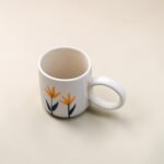 Hand-Painted Ceramic Mug (220 ml) with Yellow Floral Design | Circular Handle Tea & Coffee Mug - Image 5