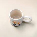 Hand-Painted Ceramic Mug (220 ml) with Yellow Floral Design | Circular Handle Tea & Coffee Mug - Image 4