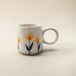 Hand-Painted Ceramic Mug (220 ml) with Yellow Floral Design | Circular Handle Tea & Coffee Mug - Image 3