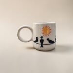 Hand-Painted Ceramic Mug with Birds & Sun Design | Minimal Aesthetic Coffee & Tea Mug - Image 4
