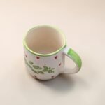Hand-Painted Ceramic Mug (220 ml) with Green Leaf & Red Heart Design | Cute Tea & Coffee Mug - Image 4