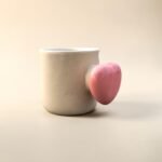 Hand-Painted Ceramic Mug (220 ml) with Heart Handle & Hidden Heart Inside | Cute Coffee & Tea Mug