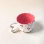 Set of 2 Handpainted Ceramic Cups – Pink & Lavender Floral Design with Heart Handle | 180 ml - Image 6