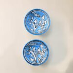 Hand-Painted Blue Ceramic Dip Bowls (Set of 2) | Floral Chutney and Dip Serving Bowls - Image 4