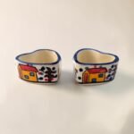 Hand-Painted Ceramic Dip Bowls Set of 2 | Colorful House Design Dip & Chutney Bowls