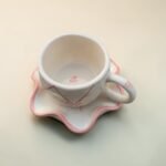 Hand-Painted Ceramic Cup & Saucer Set (200 ml) – White & Pink Bow Design | Tea & Coffee Set - Image 2