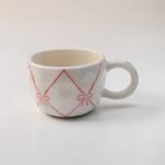 Hand-Painted Ceramic Cup & Saucer Set (200 ml) – White & Pink Bow Design | Tea & Coffee Set - Image 4