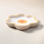 Hand-Painted Ceramic Snack Plate | Flower Shape Snack Plate with Heart Detail | 6 inches - Image 3