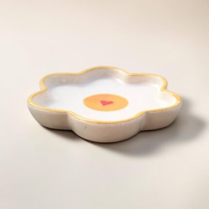 Ceramic flower shaped plate for snacks, desserts and small servings