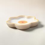 Hand-Painted Ceramic Snack Plate | Flower Shape Snack Plate with Heart Detail | 6 inches - Image 4