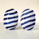 Hand-Painted Ceramic Serving Bowl – Dark Blue Striped | Elegant Snack Bowl - Image 4