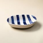 Hand-Painted Ceramic Serving Bowl – Dark Blue Striped | Elegant Snack Bowl - Image 5