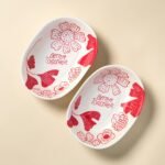 Hand-Painted Ceramic Serving Bowl with Red Floral Design & “Better Together” Quote | Decorative Snack & Dessert Bowl - Image 4