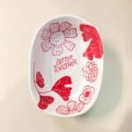 Hand-Painted Ceramic Serving Bowl with Red Floral Design & “Better Together” Quote | Decorative Snack & Dessert Bowl