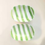 Hand-Painted Ceramic Serving Bowl – Green Striped | Minimal Snack & Dessert Bowl - Image 4