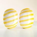 Hand-Painted Ceramic Serving Bowl – Yellow Striped | Bright Minimal Snack & Dessert Bowl - Image 3
