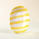 Hand-Painted Ceramic Serving Bowl – Yellow Striped | Bright Minimal Snack & Dessert Bowl