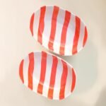 Handcrafted Ceramic Serving Bowl – Orange Striped | Warm Tone Snack Bowl - Image 3