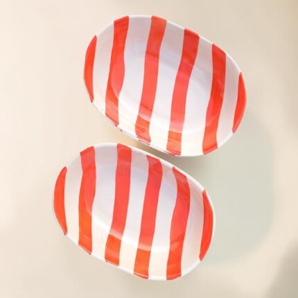 Orange striped ceramic bowl for everyday serving