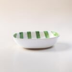 Hand-Painted Ceramic Serving Bowl – Green Striped | Minimal Snack & Dessert Bowl - Image 6